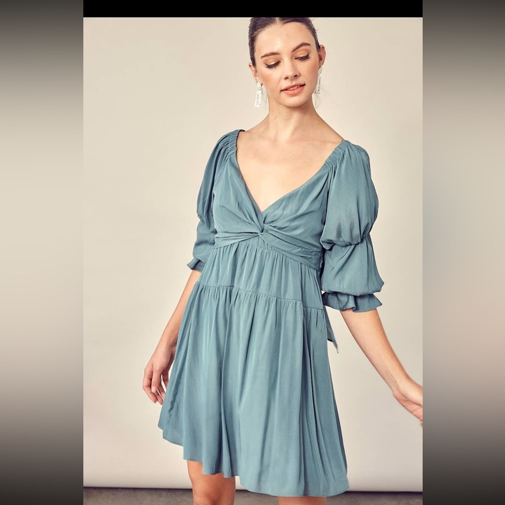 Mustard Seed Teal Green Tie Back Dress🌟NWT